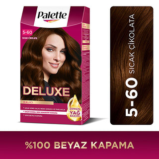Palette Deluxe Warm Chocolate Hair Dye 5-60 - Long-Lasting, Nourishing Hair Color Palette Deluxe Warm Chocolate Hair Dye - Long Lasting Color hair dye, long-lasting hair color, nourishing hair dye, Warm Chocolate hair color, Palette Deluxe hair dye, hair color, hair care, cosmetic, beauty product, brown hair dye, chocolate hair color