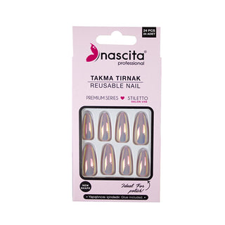 Nascita Hologram Artificial Nails - Reusable 24-Piece Set for DIY Nail Application Nascita Hologram Artificial Nails - 24 Piece Set Artificial nails, Temporary nail enhancements, Hologram nails, Reusable nail tips, DIY nail application, Nail beauty, Nail enhancements, Fashionable nails, Stylish nail solutions, Nail care, Cosmetic nails, Nail accessories