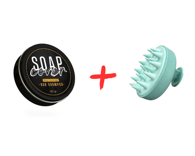 Beauty Care Bag SoapCover, Gray Hair Coverage Soap, Hair Darkening Compressed Soap Bar, 1.7 Oz with Scalp Massager Hair 