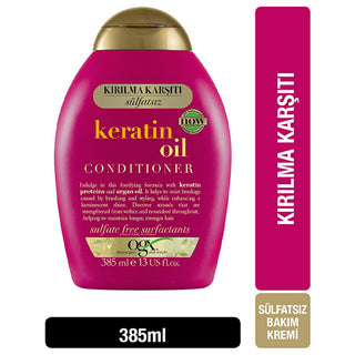 OGX Keratin Oil Hair Conditioner: Anti-Breakage Formula for Stronger, Shinier Hair - Sulfate Free, Argan Oil Infused (13 fl oz) OGX Keratin Conditioner: Strengthen & Repair Damaged Hair keratin hair conditioner, argan oil hair conditioner, anti-breakage conditioner, sulfate free conditioner, hair strengthening conditioner, damaged hair repair, split ends treatment, OGX conditioner, hair conditioner, keratin, argan oil, anti-breakage, sulfate-free, hair strengthening, damaged hair, split ends, OGX, hair care