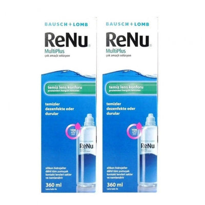 ReNu MultiPlus Contact Lens Solution 360ml 2-Pack - Cleans, Disinfects, and Stores Lenses