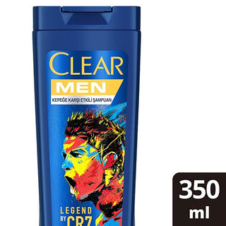 Clear Men Shampoo Legend Cristiano Ronaldo Limited Edition - Front View, Clear Men Anti-Dandruff Shampoo - Product Features, Clear Men Shampoo 350ml - Application Clear Men Shampoo Legend by CR7 Cristiano Ronaldo - Anti-Dandruff Formula for Men | 350 ml Clear Men Shampoo by Cristiano Ronaldo - 350ml clear-men-shampoo, cr7-shampoo, anti-dandruff, men-hair-care, nourishing-shampoo, sea-salt-formula, scalp-care, 3zero-tech, men-beauty, ai-generated