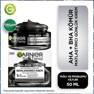 Garnier Daily Moisturizing Cream for Oily Skin - Garnier Saf Kömür Matlaştırıcı Nemlendirici Krem 50ml Garnier Saf Kömür Daily Moisturizing Cream - Oil Control & Hydration Garnier Saf Kömür, Matlaştırıcı Nemlendirici Krem, Vegan nemlendirici, Yağlı cilt nemlendiricisi, Niasinamid AHA BHA nemlendirici, Daily Moisturizing Cream, Oily Skin Care, Vegan Skincare, Cruelty-Free Skincare, Gel Moisturizer, Activated Charcoal Skincare, Gliserin Nemlendirici, Skincare for Oily Skin, Matte Finish Moisturizer