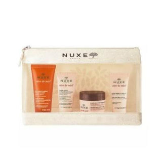 Nuxe Reve De Miel: Honey Infused Skincare Travel Set for Dry, Sensitive Skin - Moisturizing Face, Body, Hand & Nail Care On-the-Go Nuxe Reve De Miel: Dry Skin Travel Set | Honey Skincare Nuxe Reve De Miel Set, dry skin travel set, sensitive skin skincare, honey skincare set, moisturizing face and body kit, nourishing hand cream, natural skincare travel size, soothing skin balm, repairing body lotion, travel skincare essentials, dry skin, sensitive skin, honey, argan oil, sunflower oil, borage oil, propolis,