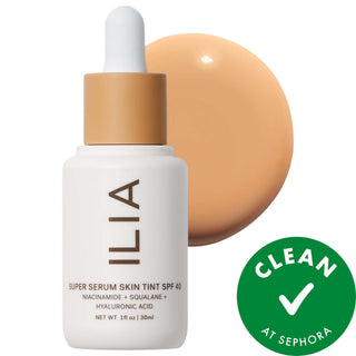 ILIA Super Serum Skin Tint SPF 40: Light Coverage, Dewy Finish Foundation with Squalane, Niacinamide & Hyaluronic Acid - Clean Beauty ILIA Tinted Serum SPF 40: Light Coverage, Radiant Skin tinted serum SPF 40, skincare foundation, light coverage foundation, dewy finish foundation, vegan foundation, cruelty-free makeup, hyaluronic acid foundation, niacinamide serum foundation, mineral SPF foundation, clean beauty foundation, tinted serum, SPF 40, light coverage, dewy finish, vegan, cruelty-free, hyaluronic a