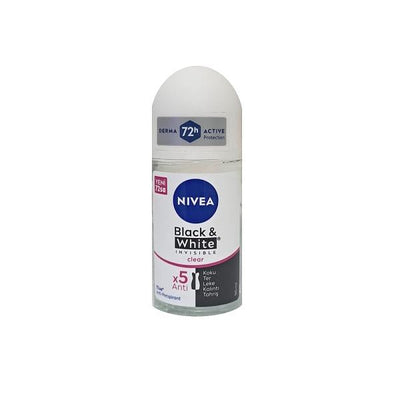 Nivea Invisible Clear Deodorant Roll-on: Stain-Free Protection for Dark & Light Clothes - Long-Lasting Odor Control, 50m