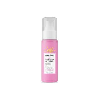 maruderm spf50 pink tone equalizing sunscreen, maruderm sunscreen bottle, sunscreen texture on hand Maruderm SPF50+ Pink Tone Equalizing Sunscreen | 50ml Maruderm SPF50+ Pink Tone Equalizing Sunscreen - 50ml sunscreen, spf50, skin-care, pink-tone-equalizing, moisturizing, vegan, natural-ingredients, correction, ultra-protection, ai-generated