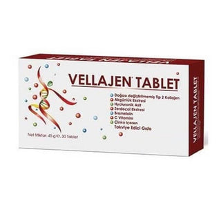 Vellajen Dietary Supplement for Joint Health Support - 30 Tablets with Collagen, Boswellia Serrata, Turmeric, Vitamin C, Bromelain, Zinc, and Hyaluronic Acid Vellajen Joint Health Supplement - 30 Tablets dietary supplement, joint health support, natural anti-inflammatory, collagen supplement, hyaluronic acid supplement, boswellia serrata extract, turmeric curcumin supplement, vitamin C supplement, zinc supplement, bromelain, Vellajen, joint comfort, joint lubrication, inflammation reduction, dietary support
