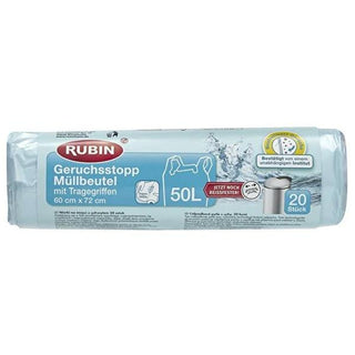 Rubin 50 Litre Trash Bags with Handles - 60x72 cm, 20 Count - Durable & Odor-Control Rubin 50L Trash Bags - Durable & Odor Control Trash Bags, Garbage Bags, Waste Management, Odor Control, Durable Trash Bags, 50 Litre Trash Bags, Rubin Trash Bags, Household Cleaning, Waste Disposal, Cleaning Supplies