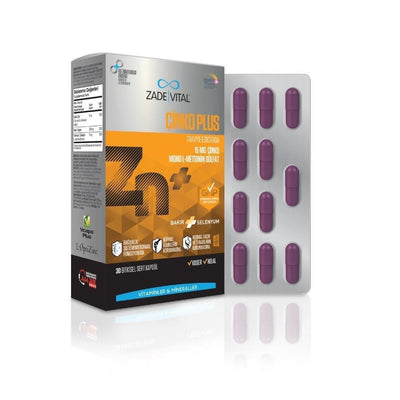 Zade Vital Zinc Plus Dietary Supplement - Boosts Immune System & Energy Metabolism - 30 Capsules, Vegan & Halal Certifie