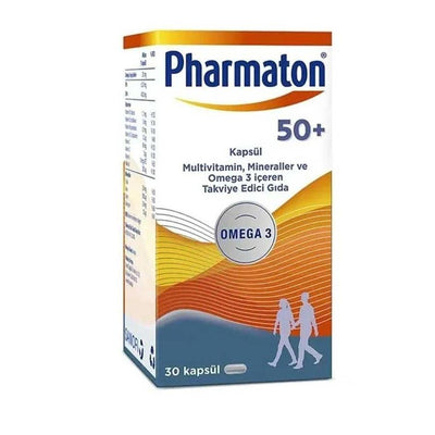 Pharmaton Pharmaton 50 Plus Dietary Supplement for Adults over 50 - Omega 3, Multivitamin and Mineral Capsules