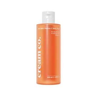 Cream Co. Vitamin C Daily Toner - Brightening, Exfoliating Toner for Daily Skincare with AHA, BHA & 5% Glycolic Acid - 200ml Vitamin C Toner for Brightening & Exfoliating Skin Vitamin C Toner, AHA BHA Toner, Glycolic Acid Toner, Daily Skincare Toner, Natural Skincare Product, Brightening Toner, Exfoliating Toner, Skincare Routine, Antioxidant Skincare, Glowing Skin, Radiant Complexion, Skincare Essentials