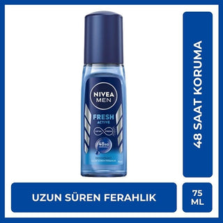 nivea men fresh active deodorant pump spray 75 ml, nivea men deodorant features and benefits, nivea men fresh active deodorant application Nivea Men Fresh Active Deodorant Pump Spray - 48 Hour Protection for All Skin Types | 2.54 fl oz Nivea Men Fresh Active Deodorant - 48 Hour Protection nivea, men-deodorant, fresh-active-deodorant, pump-spray, 48-hour-protection, toiletries, skincare, deodorant-spray, ai-generated, men's-grooming