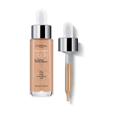 L'Oreal Paris True Match Nude Hyaluronic Acid Tinted Serum Foundation - Radiant, Hydrating, Natural Finish for Sensitive