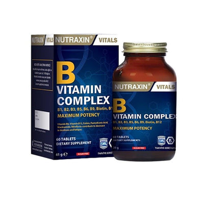 Nutraxin B Vitamin Complex Supplement - 60 Vegan Capsules for Energy Support