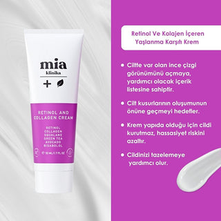 Mia Klinika Anti-Aging Cream with Retinol and Collagen - Reduces Wrinkles, Improves Skin Elasticity - 1.69 fl oz Mia Klinika Anti-Aging Cream with Retinol & Collagen anti-aging cream, retinol cream, collagen cream, skincare product, wrinkle reduction, skin elasticity, nourishing skincare, Mia Klinika, anti-aging benefits, skincare routine, youthful appearance, fine lines reduction, skin nourishment, sensitive skin friendly