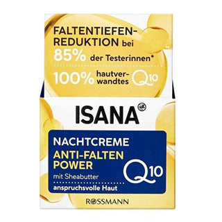 Isana Q10 Anti-Wrinkle Night Cream: Reduce Wrinkles & Improve Skin Elasticity - Macadamia & Shea Butter, Dermatologically Tested, Microplastic-Free, 1.69 Fl Oz Isana Q10 Night Cream - Reduce Wrinkles & Improve Elasticity Q10 night cream, anti-wrinkle cream, night cream for wrinkles, macadamia nut oil cream, shea butter night cream, dermatologically tested night cream, skin firming cream, microplastic free night cream, Isana night cream, night cream, anti-aging, wrinkle reduction, skin elasticity, hydration,