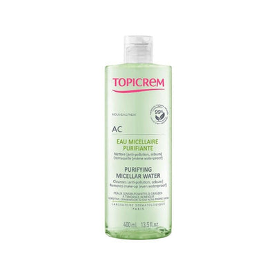 Topicrem AC Purifying Micellar Water - Gentle Skincare for Sensitive Skin, Makeup Remover - 13.53 fl oz