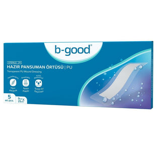 b-good Waterproof Wound Dressing - Hypoallergenic, Breathable, Transparent Polyurethane (9x25 cm, Pack of 5) b-good Waterproof Wound Dressing - Hypoallergenic & Breathable wound dressing, waterproof wound dressing, hypoallergenic wound care, post-operative wound care, breathable wound dressing, transparent polyurethane wound dressing, wound care, medical supplies, first aid, skin injury care, surgical wound care, nursing supplies, healthcare products
