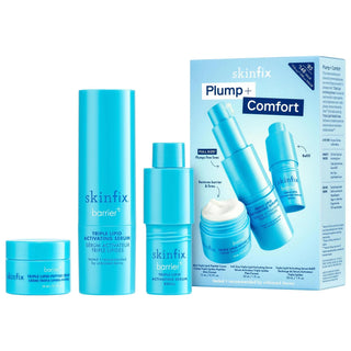 Plump + Comfort: Vegan Anti-Aging Skincare Set | Firms, Hydrates & Soothes Redness with Ceramides, Peptides, & Hyaluronic Acid Plump Skin: Vegan Anti-Aging Skincare Set - Hydrate & Firm skincare set, anti-aging serum, dry skin treatment, vegan skincare, cruelty-free skincare, plumping serum, peptide cream, ceramide skincare, redness reducing skincare, hydrating skincare set, dry skin, redness, loss of firmness, elasticity, Triple Lipid Complex, Ceramides, Sterols, Fatty Acids, Glycerin, Hyaluronic Acid, Pep