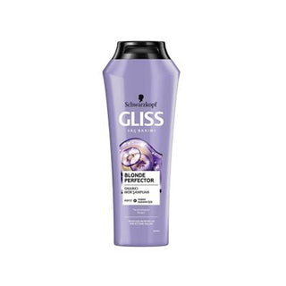 gliss blonde perfector shampoo bottle, gliss purple shampoo on hair Gliss Blonde Perfector - Repairing Purple Shampoo | 250 ml Gliss Blonde Perfector Purple Shampoo gliss, purple-shampoo, hair-care, blonde-hair, color-treated-hair, repairing-shampoo, brassiness-control, moisturizing, hair-nourishment, ai-generated