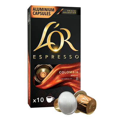 L'or Colombia Coffee Capsules - Nespresso Compatible, Sustainable Sourcing, Rich Flavor Profile