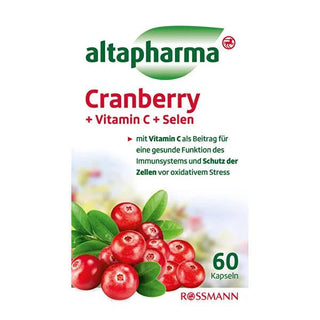 Altapharma Cranberry Extract Dietary Supplement with Vitamin C & Selenium - Gluten-Free & Lactose-Free - Immune System Support Cranberry Extract Supplement with Vitamin C & Selenium - Immune Support Dietary Supplement, Cranberry Extract, Vitamin C, Selenium, Immune System Support, Gluten-Free, Lactose-Free, Antioxidant Supplement, Health Supplements, Wellness Products, Natural Immune Support, Cranberry Benefits