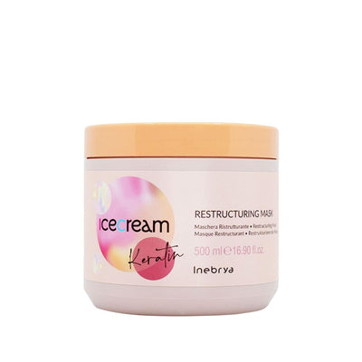 Inebrya Keratin Hair Mask - Ice Cream Keratin Repair & Restructure Treatment for Damaged Hair, 16.91 fl oz