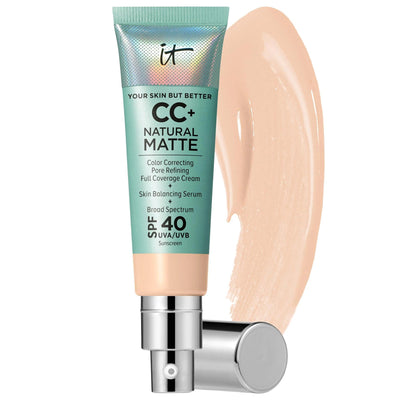 CC+ Cream Natural Matte Foundation with SPF 40 by CC Brand - Full Coverage, Non-Comedogenic, Vegan Makeup