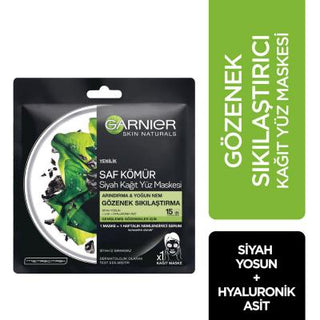 garnier black algae face mask packaging, application of garnier black algae face mask on skin Garnier Black Algae Face Mask - Hydrating & Purifying | 1 Sheet Garnier Black Algae Face Mask - Hydrating & Purifying garnier, face-mask, black-algae, hydrating, purifying, skin-care, women, pore-tightening, ai-generated, sheet-mask