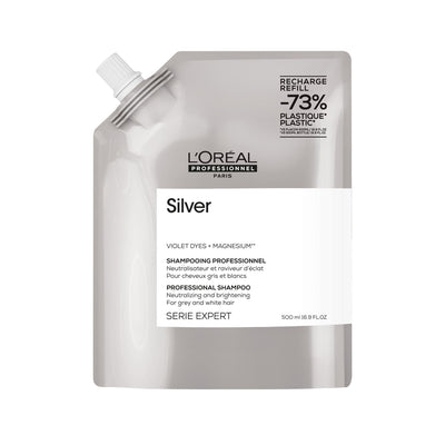 L'Oreal Professionnel Silver Purple Shampoo: Color Toning for Blonde, Gray & White Hair - Anti Brass Shampoo, 500ml Refi