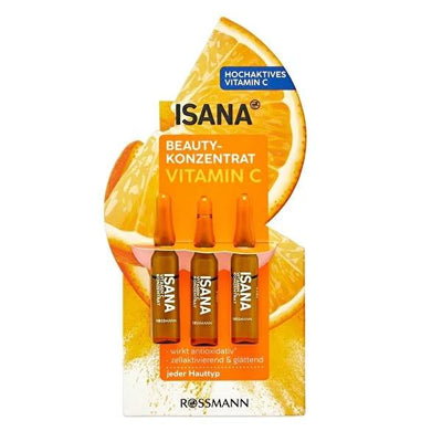 Isana Vitamin C Serum Ampoules: Hydrate, Brighten & Smooth Skin - Hyaluronic Acid & Grapefruit Extract - Vegan & Dermato