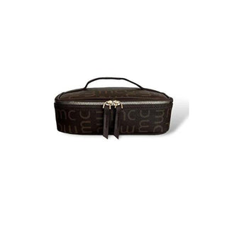Marie Claire Regina Brown Makeup Bag - Stylish Cosmetic Organizer for Women, Travel-Friendly, Faux Leather, Compartmentalized Design - 9.84" x 3.54" x 5.91" Marie Claire Makeup Bag - Travel Cosmetic Organizer makeup bag, cosmetic bag, travel makeup organizer, brown makeup bag, compartmentalized makeup bag, faux leather makeup bag, Marie Claire makeup bag, women's makeup bag, large makeup bag, makeup organizer, cosmetic organizer, travel bag, women's fashion, beauty accessories, gift for her, organization, n