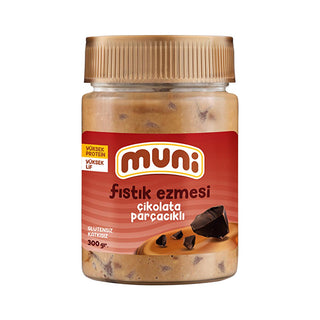 muni chocolate chip peanut butter jar, delicious peanut butter spread with chocolate chips Muni Chocolate Chip Peanut Butter - Deliciously Indulgent | 300g Muni Chocolate Chip Peanut Butter - 300g peanut-butter, chocolate-chip, gluten-free, healthy-snacks, nut-butter, gourmet, snack-time, indulgent, ai-generated, muni