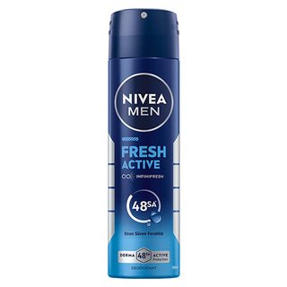 NIVEA MEN Fresh Active Men's Deodorant Spray - 48 Hour Protection, Oceanic Scent, Aluminum-Free NIVEA MEN Fresh Active Deodorant Spray - 48 Hour Protection Men's Deodorant Spray, Long-lasting Deodorant, NIVEA MEN Fresh Active, Aluminum-free Deodorant, Oceanic Scent Deodorant, 48-hour Deodorant Protection, Men's Grooming, Personal Care, Freshness, Confidence, Derma Active Protection, NIVEA INFINIFRESH, Powder-free, Dermatologically Tested, Men's Health, Hygiene Products