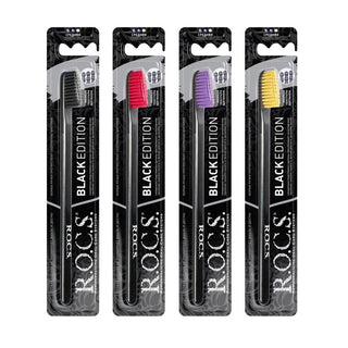 R.O.C.S. Black Edition Toothbrush - Elegant Design | Medium Hardness