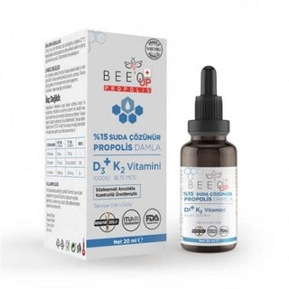 Bee'O UP 15% Water-Soluble Propolis + D3K2 Drops - Natural Immune Support Supplement for Adults & Children Bee'O UP Propolis + D3K2 Drops - Natural Immune Support Propolis supplement, Vitamin D3 K2 drops, Natural immune support, Dietary supplement liquid, Anadolu propolisi, Health supplements, Immune system support, Family health, Nutritional supplements, Liquid vitamins, Propolis benefits, Vitamin D3 benefits, Vitamin K2 benefits, Natural health products, Wellness supplements, Dietary supplements for adult