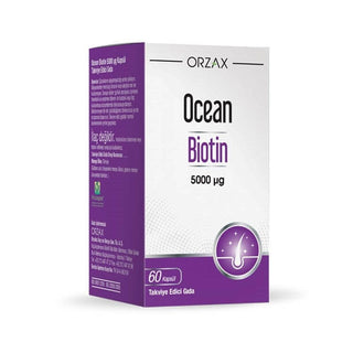 Ocean Biotin 5000 mcg Dietary Supplement for Hair, Skin Health - 60 Capsules Ocean Biotin 5000 mcg - Boost Energy & Hair Health Biotin supplement, Vitamin B7, Dietary supplement, Hair health, Skin health, Energy metabolism support, Health and wellness, Dietary support, Nutritional supplement, Ocean Biotin
