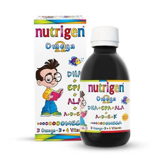 Nutrigen Omega 3 Şurup 200 ml - Orange Flavored Liquid Supplement for Kids - Supports Brain Development and Heart Health Nutrigen Omega 3 Şurup 200 ml - Kids Brain & Heart Health Omega 3 supplement, Children's health supplement, Liquid vitamin supplement, DHA and EPA supplement, Multivitamin syrup for kids, Nutrigen, Kids nutrition, Brain development support, Heart health for children, Orange flavored supplement, Liquid supplement, Vitamin A, Vitamin D, Vitamin E, Vitamin K