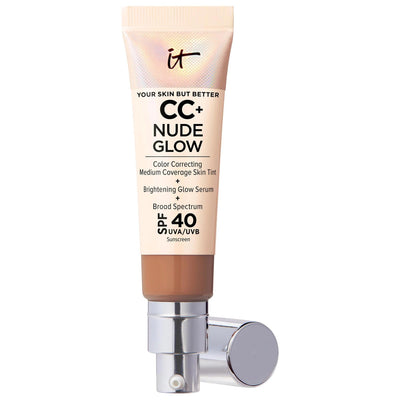 CC+ Nude Glow Lightweight Foundation + Glow Serum with SPF 40 and Niacinamide - Color-Correcting, Medium Coverage Founda
