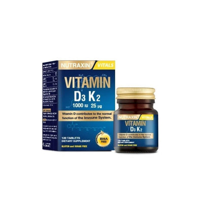 Nutraxin Vitamin D3K2 120 Tablet - Bone Health & Calcium Metabolism Support Supplement