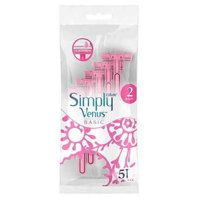 Gillette Venus Basic Disposable Razors - 5 Pack - Smooth Skin & Comfort - Women's Razor, Travel-Friendly & Affordable Sh
