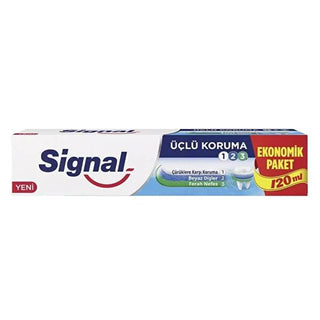 Signal Toothpaste Triple Protection with Fluoride & Calcium - 4.06 fl oz - Fresh Minty Flavor Signal Toothpaste Triple Protection - 4.06 fl oz toothpaste, oral care, Signal toothpaste, fluoride toothpaste, minty toothpaste, triple protection toothpaste, oral hygiene products, dental care, teeth whitening, fresh breath, Signal oral care, healthy smile, cavity protection, whitening toothpaste, mint flavor toothpaste, dental hygiene essentials