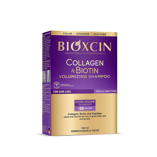 Bioxcin Collagen & Biotin Volume Shampoo - Strengthens & Volumizes Hair, Hypoallergenic, Paraben-Free Bioxcin Collagen & Biotin Shampoo for Volume & Strength Collagen shampoo, Biotin hair care, Volume shampoo, Hypoallergenic hair products, Paraben-free shampoo, Hair volumizer, Hair strengthening shampoo, Dermatologically tested hair care, Natural hair products, Hair loss prevention, Hair growth support, Healthy hair shampoo