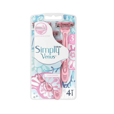 Gillette Women's Razors - Venus Simply 3 Hybrid Disposable Razors with Moisture Rich Strip, Pack of 4