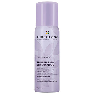 Style + Protect Refresh & Go Dry Shampoo Spray for Color-Treated Hair - Non-Drying, Vegan, Cruelty-Free Style + Protect Dry Shampoo Spray for Color-Treated Hair color-safe dry shampoo, non-drying dry shampoo spray, vegan dry shampoo, cruelty-free dry shampoo, dry shampoo for color-treated hair, hair care, hair styling, beauty products, cleaner beauty, sustainable beauty, vegan beauty products, cruelty-free beauty, hair refresh, oil absorption, volumizing dry shampoo, color protection