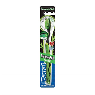 Banat BambooSalt Soft Bristle Manual Toothbrush for Sensitive Teeth and Gums - Natural Oral Care