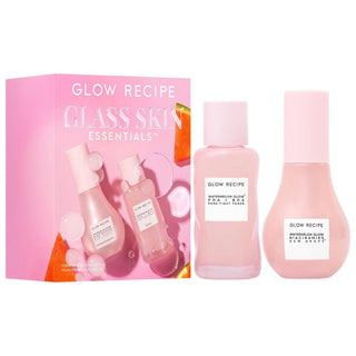 Glow Recipe Glass Skin Essentials Set: Watermelon Niacinamide & PHA BHA - Pore Tightening, Brightening, and Hydrating for Dewy Skin Glow Recipe Glass Skin Set: Niacinamide & Watermelon for Dewy Skin glass skin set, watermelon skincare, niacinamide serum, pore tightening toner, exfoliating toner, hyaluronic acid serum, brightening skincare, dewy skin, Glow Recipe, PHA BHA toner, skincare set, hydrating serum, pore minimizing, even skin tone, radiant complexion, skincare routine, beauty, toners, serums, water