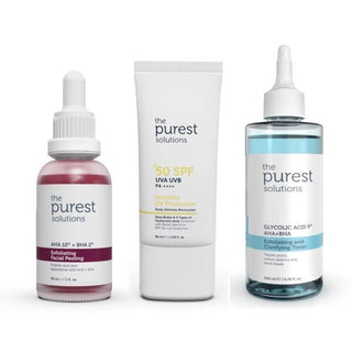 The Purest Solutions: Blackhead Remover, Pore Tightening & SPF50 Sunscreen Skincare Set | AHA BHA Peeling, Glycolic & Hyaluronic Acid – Exfoliate, Clarify & Protect! The Purest Solutions: Blackhead, Pore & SPF50 Skincare Set blackhead remover, pore tightening serum, sunscreen SPF50, AHA BHA peeling solution, glycolic acid toner, exfoliating toner, acne treatment, skin clarifying toner, hyaluronic acid moisturizer, chemical exfoliant, skincare set, oily skin, acne-prone skin, exfoliation, sun protection, gly