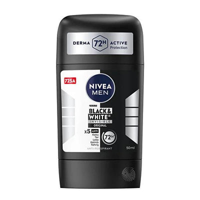 Nivea Men Black&White Invisible Original Deodorant Stick - 72 Hour Protection, Anti-Perspirant, Dermatologically Tested 